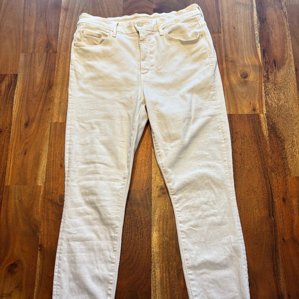 MOTHER Looker Ankle Fray White Jeans - Size 29